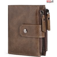 2024 new Men's Coin Purse Wallet RFID Blocking Zipper vintage PU leather Wallet Credit Card Holder Money Bag Wallet man