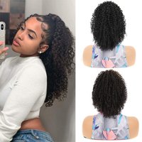 Short Kinky Curly Ponytail Wig Synthetic Afro Puff Drawstring Ponytail Hair Extensions for African American Women Daily Wear