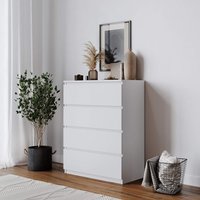 White Wooden Bedroom Chest Cabinet with 4 Drawers Storage Cupboard