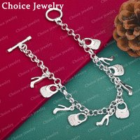 925 Sterling Silver Shoes And Bags Pendants Bracelets For Women Trend Birthday Gifts Fashion Party Fine Jewelry