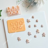 Christmas Themed Mini Gingerbread Man Shape Stud Cluster Polymer Clay Cutters for Earring & Jewelry Making, Winter Clay Molds