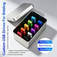 10pieces USB Flash Drive 128GB Metal Box Pen Drive 64GB Wholesale Pendrive 32GB Blue Red Purple Black Memory Stick 16GB