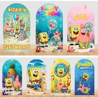 SpongeBob Theme Arch Backdrop Cover SquarePants Patrick Star Pineapple House Children Birthday Party Arch Photography Background