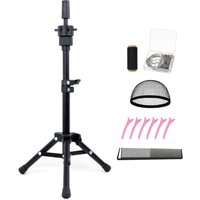 Wig Head Stand 22 Inches, Height Adjustable Tripod Wig Stand, Salon Mannequin Head Stand with Anti-Slip Base for Styling