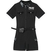 Women Dirty Cop Policewoman Cosplay Costume Zipper Short Sleeve Jumpsuit with Belt Purse Police Uniform Halloween Role Play Wear