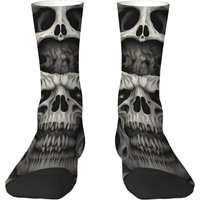 AliExpress NONE Gothic Black and White Skull Print Men's Socks Breathable Durable Soft Socks Retro Hip-hop Harajuku Style Sports Cycling Socks