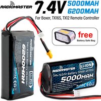 RadioMaster 5000/6200mah 7.4V 2S 37wh Battery JST-XH and XT30 Plug for TX12/TX16/TX16S/Boxer Remote Control Transmitter