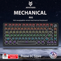 APAYADO K82 Wired Steampunk Mechanical Keyboard 75% Compact 82-Key Hot-Swappable RGB Retro Gaming Keyboard Multifunctional Knob