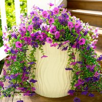 2 Pcs Artificial Hanging Daisy Flowers UV Resistant Fake Plant Silk Flower for Outdoors Indoor Home Planter Porch Garden Decor