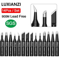 LUXIANZI 14pcs Lead-free Soldering Tip Set For 936 Rework Station Copper Welding Head 900M Electric Soldering Iron Tips