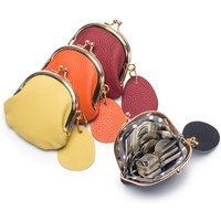 Coin Purse Kiss Lock Coin Purse for Women Large Capacity Coins Pouch Vintage Change Purse Genuine Leather Small Wallet for Women