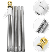 190Cm 5 Sections Stainless Steel Flagpole Rotating Anti Rust Easy Assembly Outdoor Yard Professional Flag Pole Camping Party