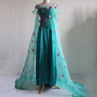 New Arrival Ice Snow Queen Elsa Princess Embroidery Dress With Cape Cosplay Costume Dresses For Adult Gril Women