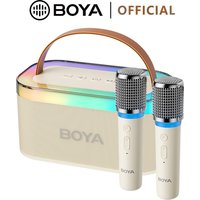 BOYA KM6 Wireless Karaoke Machine with 2 Microphones Portable Bluetooth Speaker RGB Light Home Party Singing Mic for Kids Adults