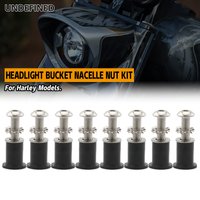 Motorcycle Headlight Bucket Nacelle Nut Kit Stainless Steel Screws & Rubber Well Nut For Harley Sportster Dyna Softail Touring
