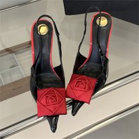 Eilyken Fashion Design Flower Patent Leather Slingbacks Women Pumps Mule Shoes Sexy Thin High Heels Banquet Prom Sandals