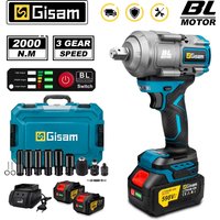 Gisam 2000N.M moment obrotowy bezszczotkowy elektryczny klucz udarowy 1/2 cala śrubokręt klucz akumulatorowy elektronarzędzie do akumulatora Makita 18V Pin