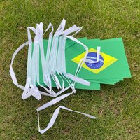 Aerlxemrbrae 20pcs/lot Brazil bunting flags 14x21cm BR Brazil String Banner Buntings Festival Party