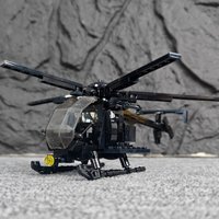 Military AH6 Little Bird Helicopter Third Party Building Blocks Assembly Toy for Boys And Girls Adult Gift STEM Educational