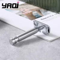 2026 Yaqi Monarch Safety Razor Matte Chrome Color Men's Shaving Razor Double Edge Manual Vintage Shaving Tool