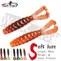 WALK FISH 6PCS 3g 7cm Diver Grub Soft Fishing Lure Twin Tail Salted Tpr Floating Tough Plastic Worm Bait Artificial Bait Trout