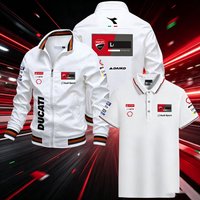 Kurtka motocyklowa Ducati Corse Moto GP 2026 męska, wiatrówka, casualowa kurtka na zamek + koszulka polo z krótkim rękawem, odzież dla fanów motocykli