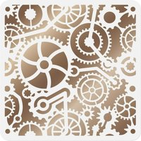 Steampunk Gears Craft Stencil for Drawing 11.8 x 11.8 Inch for Painting on Wood Wall Fabric DIY Home Decor Stencils