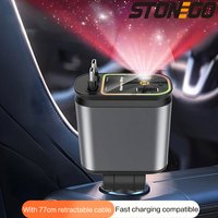 4 in 1 Retractable Car Charger Fast Charging Car Charger with USB Type-C Cable & 2 Type C Charging Ports, Universal Car Charger
