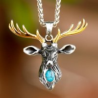 2023 New Vintage Nordic viking Warrior Odin Deer head animal Pendant For Men Stainless Steel Necklace Jewelry free shipping