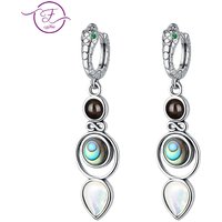 Fashion Abalone Shell Drop Earrings for Women Vintage Snake Silver Plated Hoop Earring Wedding Engagement Jewelry Gifts FCGJHW