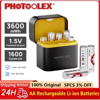 PHOTOOLEX 8-Slot 1.5V AA 3600mWh Smart Charging Compartment Lithium Battery Rechargeable Charger Set Large Capacity 1600 Cycles