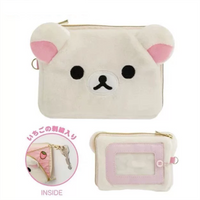 Rilakkuma Korilakkuma Plush ID Card Holder Pass Case Cartoon Bear Kawaii Cute Key Holder for Women Key Wallet Pouch