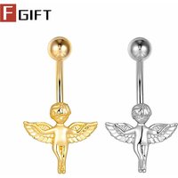 Fashion Titanium Navel Piercing Jewelry Copper Angel Baby Belly Button Ring Titanium Barbell Women Half Shirt sexy Belly Jewelry
