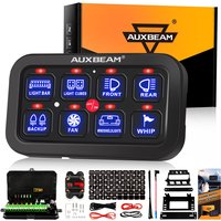 Auxbeam Universal 8 Gangs Blue Backlight on-off Control Switch Panel Kit without App Control (One-Sided Outlet/Two-Sided Outlet)