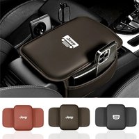 Leather Car Armrest Box Pad with Storage Pocket for Jeep Renegade Wrangler JK JL Center Console Cover Auto Interior Accessories