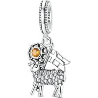 925 Sterling Silver Charms Bead CZ Zircon Sparking Sheep Dangle Fit Original Bracelet DIY Women Jewelry Gift