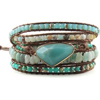 Fashion Bohemian Jewelry Triangle Natural Stones Charm Designer 5 Strands Mix Handmade Wrap Bracelets Festival Gift