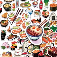 55pcs Japanese Cuisine Stickers Decals For Laptop Scrapbook Skateboard Helmet Refrigerator DIY Graffiti Aesthetic Stickers