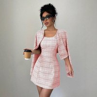 Autumn Winter Women's Short Coat Vintage Little Black Dress Two-Piece Set Fashionable Casual Outfit for Middle-Aged Women