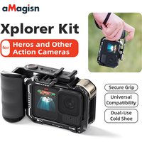 aMagisn Xplorer Grip Kit Combo For Gopro Hero 13 Black ,Camera Grip with (Plastic/Metal Quick Release + Metal Frame) Accessories