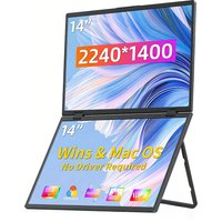 14-Inch Dual Portable Monitor 2240x1400P Stacked Displays USB-C HDMI Triple Laptop Screen Extender for Laptop PC