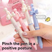 Sweet and cool press neutral pen high-looking girl's heart three-dimensional patch bow brushing and signature