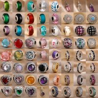 Red, Pink, Black Glass Bead Partition Beads 925 Silver,Suitable for Original Bracelets, DIY Accessories, Exquisite Jewelry