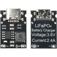 1S 3.2V/3.6V 2.4A Charging Board LiFePO4 Battery Dedicated Charging Module High Current Charging Board Type C DC 4.5-5.5V