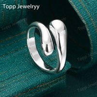 925 Sterling Silver Simple Open Drop Ring For Women Fashion Charm Christmas Gift Jewelry