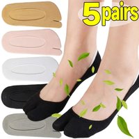 1/5pairs Summer Split Toe Socks Cotton Women Men Invisible Absorb Sweat Breathable Boat Socks Anti Slip Low Cut Sock Stockings