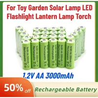 1.2V AA 3000mAh Green NiMH Rechargeable Battery for Toy Garden Solar Lamp LED Flashlight Lantern Lamp Torch High-Quality New