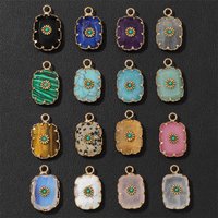2Pcs Faceted Square Shape Pendant Natural Stone Jade Crystal Quartz Charms For Jewelry Making Earrings DIY Necklace 13x21mm