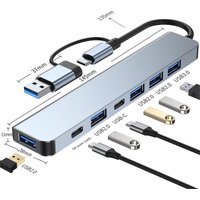 7 IN 1 USB Hub 3.0 Multiport Dock Station Type C Splitter 5W PD Adaptador for Lenovo Macbook Pro Computer Accessories
