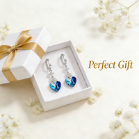 925 Sterling Silver Earrings Elegant Blue Heart-shaped Crystal Earrings Ladies Fashion Simple Birthday Party Jewelry Gift
